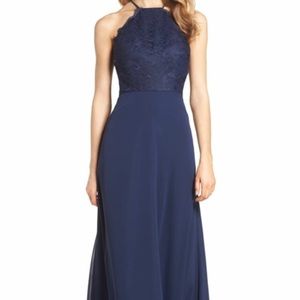 Navy blue prom homecoming bridesmaid maxi dress